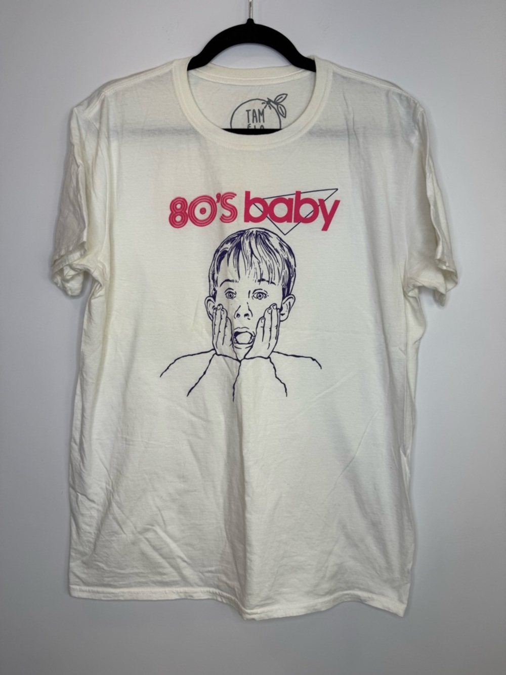 Tamélo '80's Baby' White Graphic Tee size large unisex